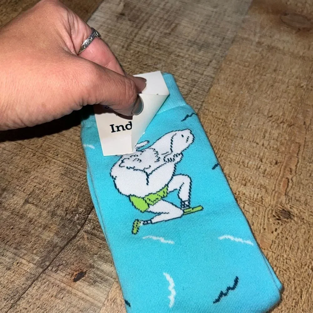 Swanky Socks One Size NEW Made For Indevets Funny Fun Socks Muscles  Baby blue